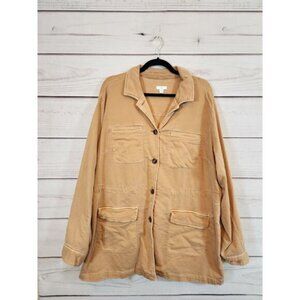 J. Jill Women's Light‎ Toffee Garment-Dyed Anorak Utility Jacket Size XL